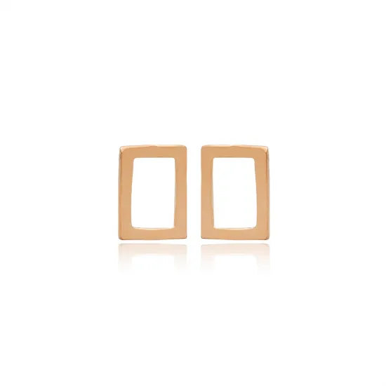 Rectangle Design Hollow Stud Earrings Handcrafted 925 Sterling Silver Jewelry Rectangle Design Hollow Stud Earrings Handcrafted 925 Sterling Silver Jewelry