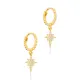 North Star Shape Dangle Earrings Trendy Ball Hoop Women 925 Sterling Silver Jewelry