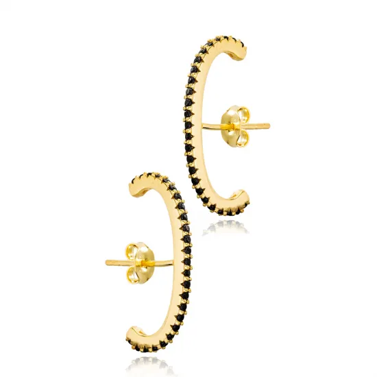 Black CZ Push Back 925 Sterling Silver Earrings Black CZ Push Back 925 Sterling Silver Earrings