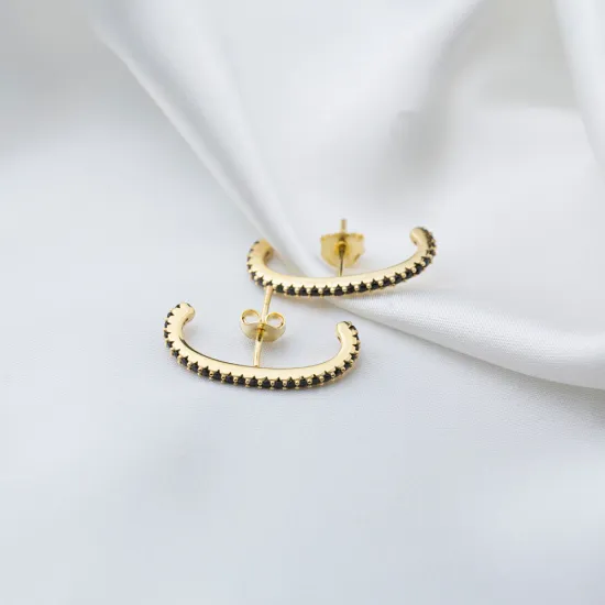 Black CZ Push Back 925 Sterling Silver Earrings Black CZ Push Back 925 Sterling Silver Earrings