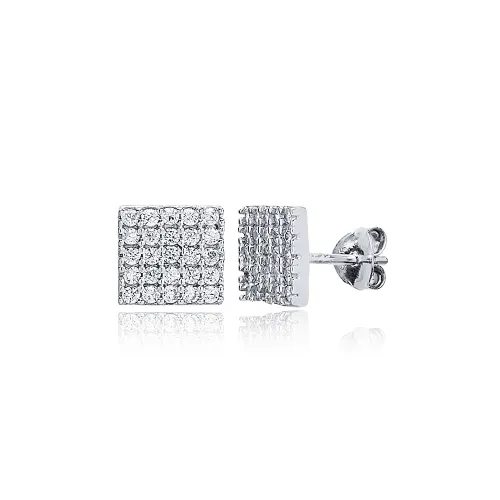 Handcrafted Square 925 Sterling Silver Earrings