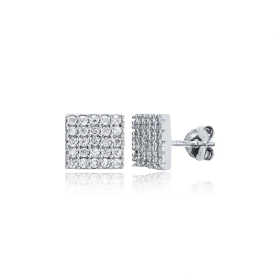 Handcrafted Square 925 Sterling Silver Earrings Handcrafted Square 925 Sterling Silver Earrings
