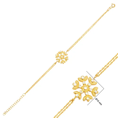 Snowflake Clear CZ Women 925 Sterling Silver Bracelet