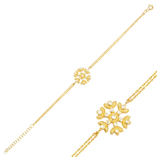 Snowflake Clear CZ Women 925 Sterling Silver Bracelet