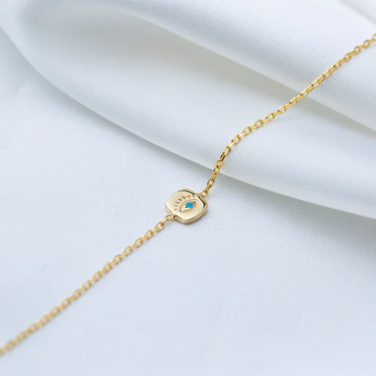 Evil Eye Turquoise Square Women 925 Silver Bracelet Evil Eye Turquoise Square Women 925 Silver Bracelet