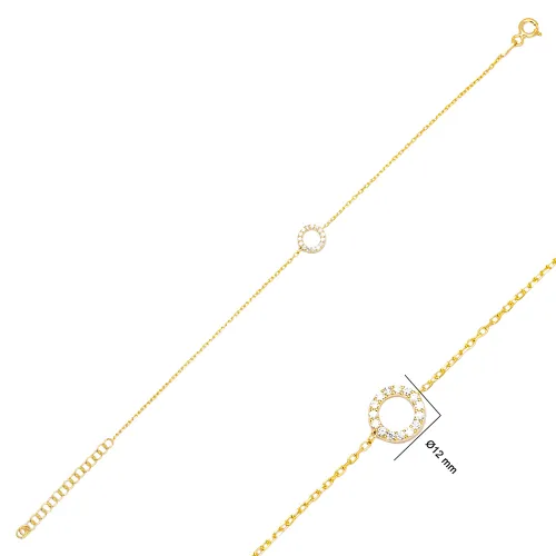 Hollow Round Clear CZ Women Sterling Silver Bracelet