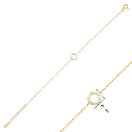 Hollow Round Clear CZ Women Sterling Silver Bracelet