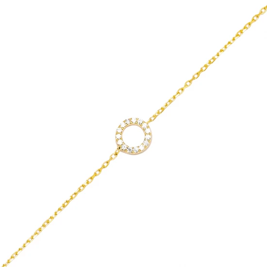 Hollow Round Clear CZ Women Sterling Silver Bracelet