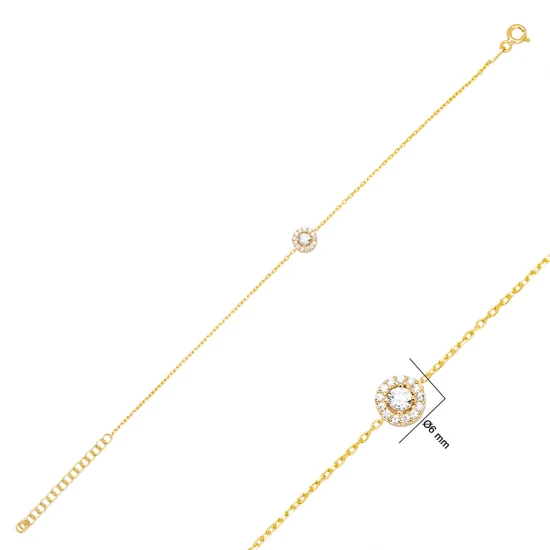 Round Shape Clear CZ Women 925 Sterling Silver Bracelet Round Shape Clear CZ Women 925 Sterling Silver Bracelet