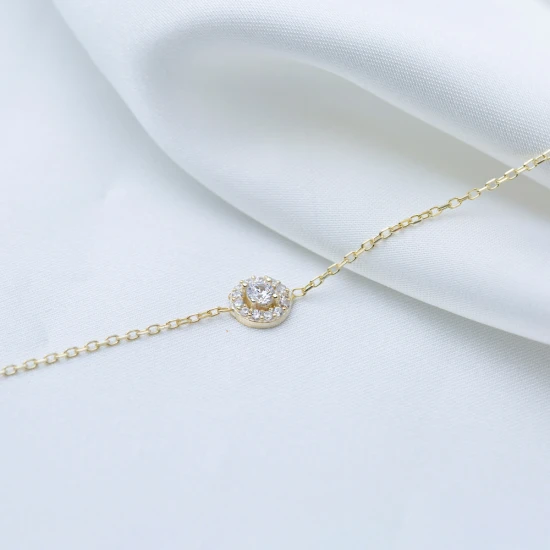 Round Shape Clear CZ Women 925 Sterling Silver Bracelet Round Shape Clear CZ Women 925 Sterling Silver Bracelet