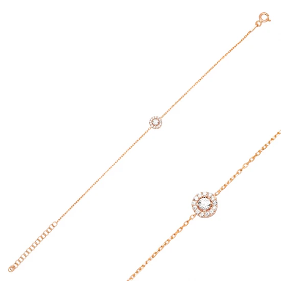 Round Shape Clear CZ Women 925 Sterling Silver Bracelet Round Shape Clear CZ Women 925 Sterling Silver Bracelet