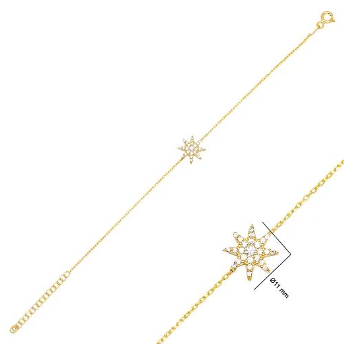 Star Clear CZ Women 925 Sterling Silver Bracelet