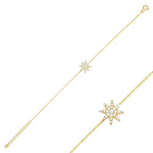 Star Clear CZ Women 925 Sterling Silver Bracelet