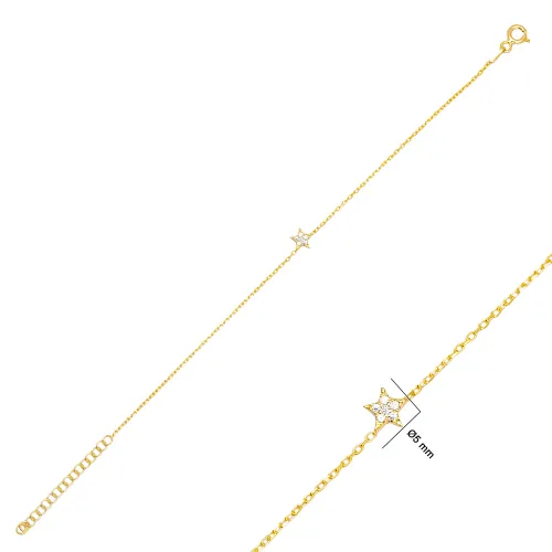 Minimalist Star Clear CZ Women Sterling Silver Bracelet