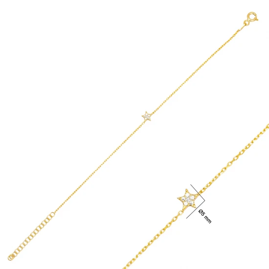 Minimalist Star Clear CZ Women Sterling Silver Bracelet