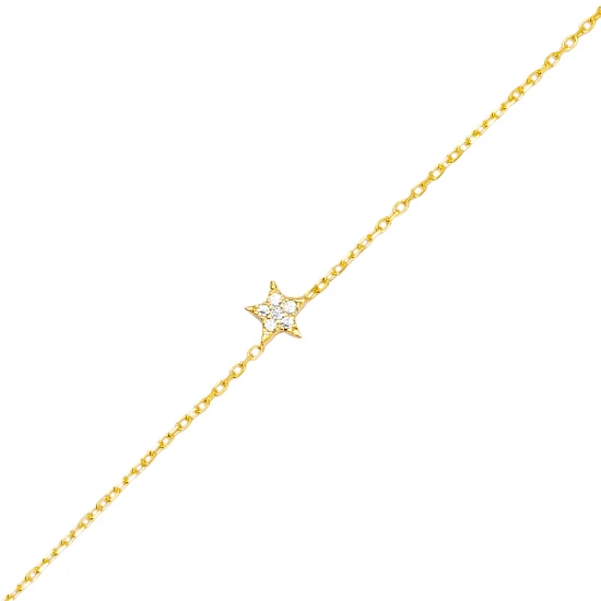 Minimalist Star Clear CZ Women Sterling Silver Bracelet