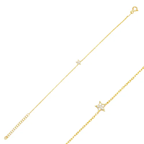 Minimalist Star Clear CZ Women Sterling Silver Bracelet