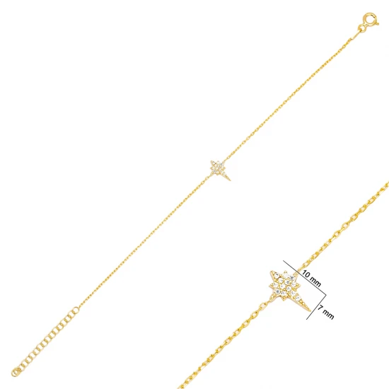 North Star Clear CZ Women 925 Sterling Silver Bracelet