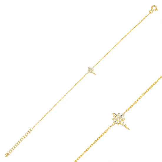 North Star Clear CZ Women 925 Sterling Silver Bracelet