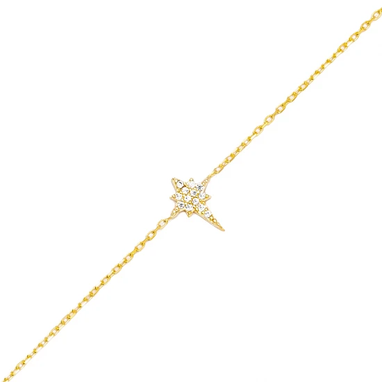 North Star Clear CZ Women 925 Sterling Silver Bracelet