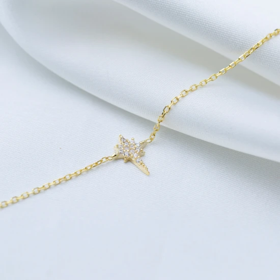 North Star Clear CZ Women 925 Sterling Silver Bracelet