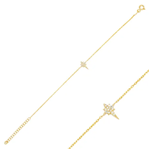 North Star Clear CZ Women 925 Sterling Silver Bracelet