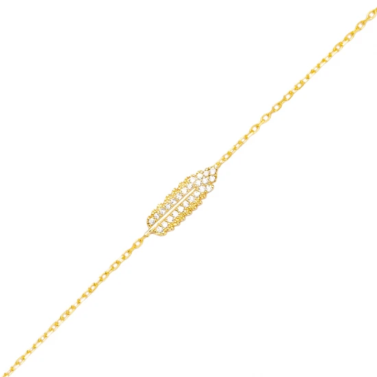 Feather Clear CZ Women 925 Sterling Silver Bracelet Feather Clear CZ Women 925 Sterling Silver Bracelet