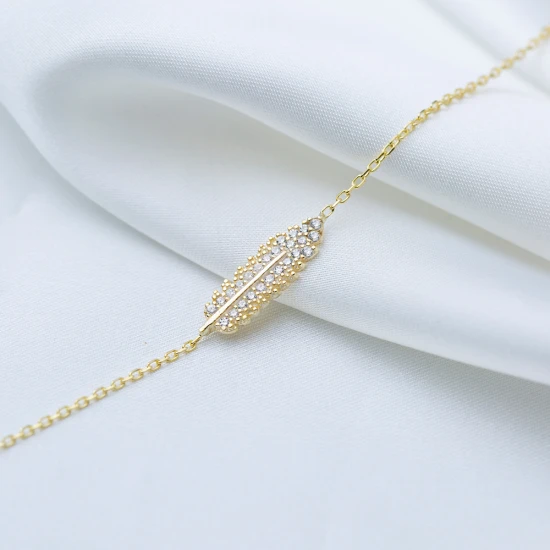 Feather Clear CZ Women 925 Sterling Silver Bracelet Feather Clear CZ Women 925 Sterling Silver Bracelet