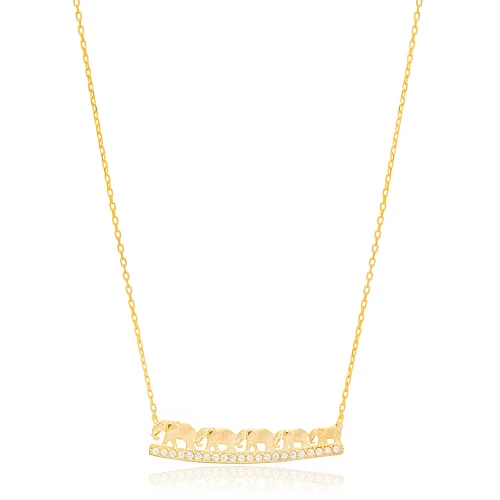 Clear CZ Elephant Animal 925 Sterling Silver Necklace