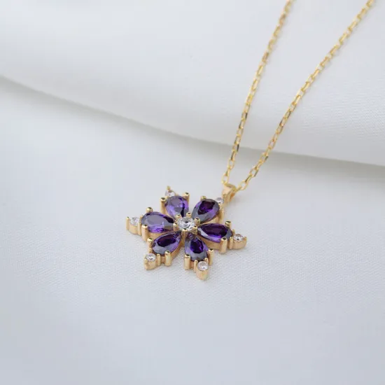Flower Amethyst 925 Sterling Silver Necklace Flower Amethyst 925 Sterling Silver Necklace