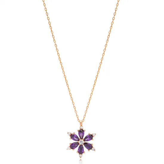 Flower Amethyst 925 Sterling Silver Necklace Flower Amethyst 925 Sterling Silver Necklace