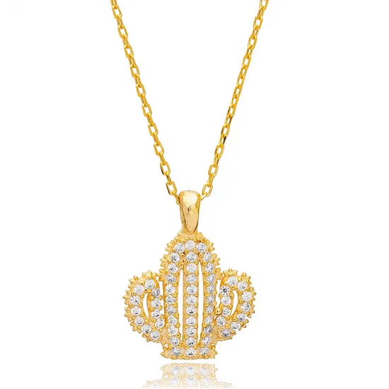Cactus Design Clear Zircon Stone Charm Pendant Turkish Handmade 925 Sterling Silver Jewelry Cactus Design Clear Zircon Stone Charm Pendant Turkish Handmade 925 Sterling Silver Jewelry