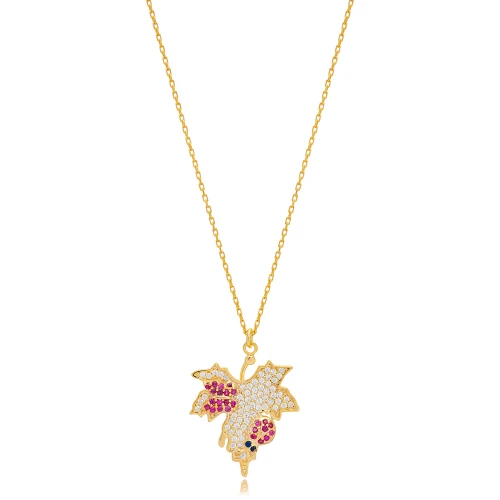 Leaf Butterfly With Ladybug 925 Sterling Silver Pendant