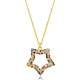 Star Design Rainbow Stone Charm Pendant Turkish Handmade 925 Sterling Silver Jewelry