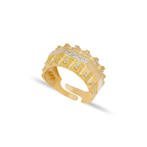 Clear Layered Geometric Band CZ Sterling Silver Ring