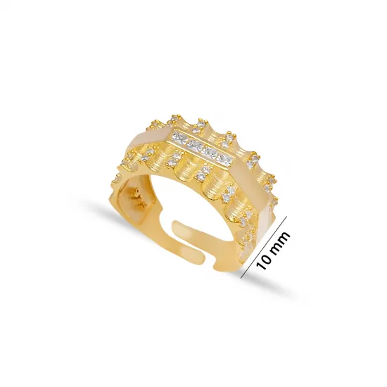 Clear Layered Geometric Band CZ Sterling Silver Ring Clear Layered Geometric Band CZ Sterling Silver Ring