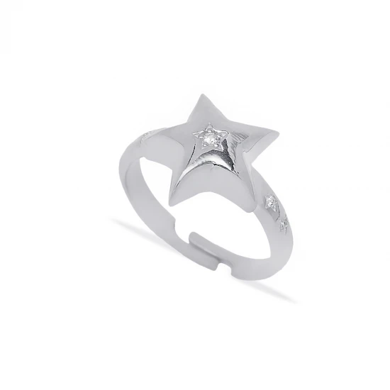 Star CZ Women Adjustable 925 Sterling Silver Ring | 925 Sterling Silver Wholesale | Sade Silver Star CZ Women Adjustable 925 Sterling Silver Ring - Sade 925 Silver Jewelry