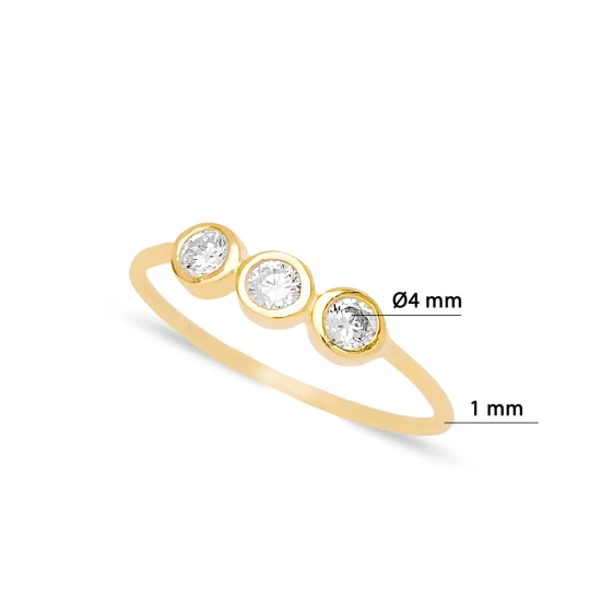 Triple CZ Women 925 Sterling Silver Ring | 925 Sterling Silver Wholesale | Sade Silver Triple CZ Women 925 Sterling Silver Ring - Sade 925 Silver Jewelry