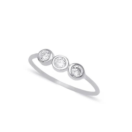 Triple CZ Women 925 Sterling Silver Ring | 925 Sterling Silver Wholesale | Sade Silver Triple CZ Women 925 Sterling Silver Ring - Sade 925 Silver Jewelry