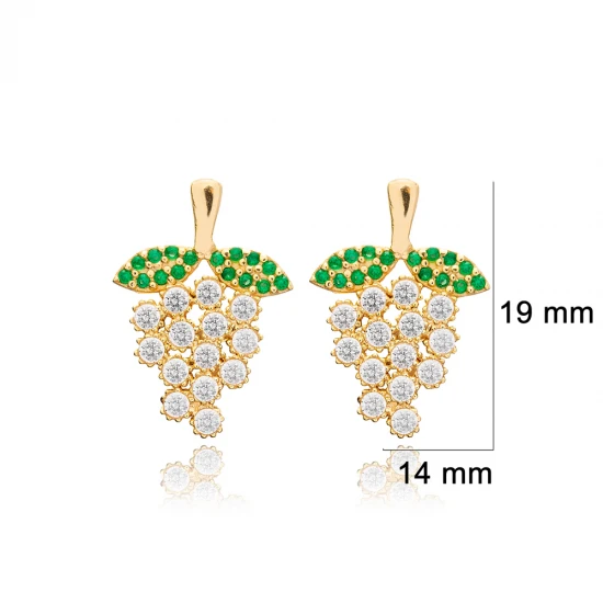 Grape Fruit Emerald CZ 925 Sterling Silver Earrings Grape Fruit Emerald CZ 925 Sterling Silver Earrings