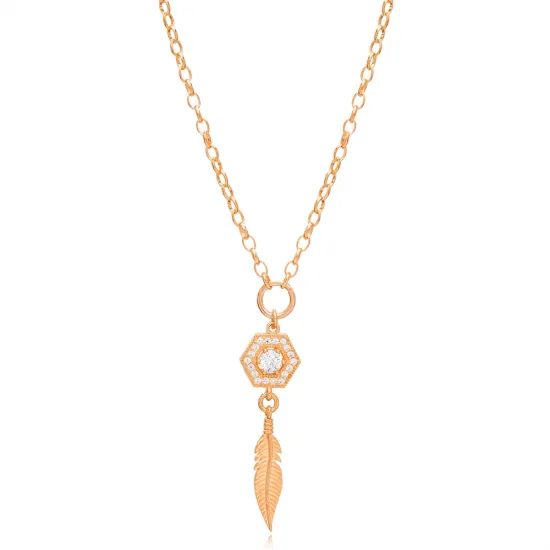Feather Design Zircon Stone Rectagon Hollow Charm Necklace Wholesale 925 Sterling Silver For Ladies Jewelry Feather Design Zircon Stone Rectagon Hollow Charm Necklace Wholesale 925 Sterling Silver For Ladies Jewelry