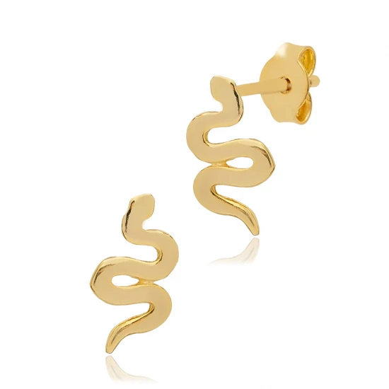 Turkish Plain Snake 925 Sterling Silver Earrings | 925 Sterling Silver Wholesale | Sade Silver Turkish Plain Snake 925 Sterling Silver Earrings - Sade 925 Silver Jewelry
