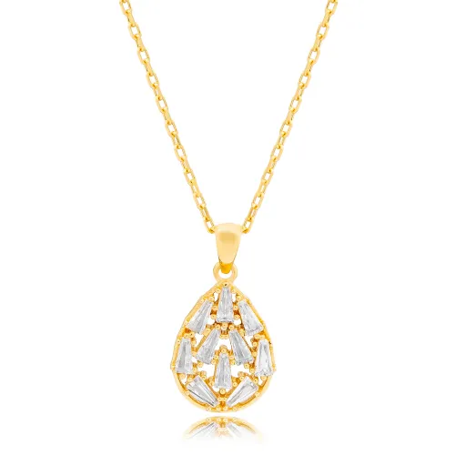 42+5 Cm Pear Necklace Baguette Zircon Stone PEND-9186(1662)