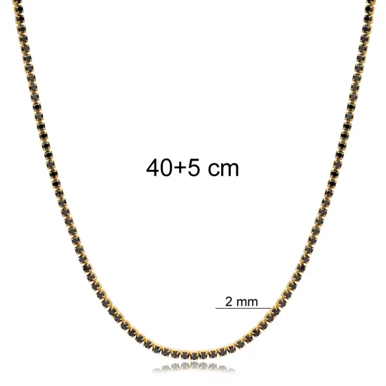 Black CZ Tennis 925 Sterling Silver Necklace Black CZ Tennis 925 Sterling Silver Necklace