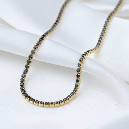 Black CZ Tennis 925 Sterling Silver Necklace Black CZ Tennis 925 Sterling Silver Necklace