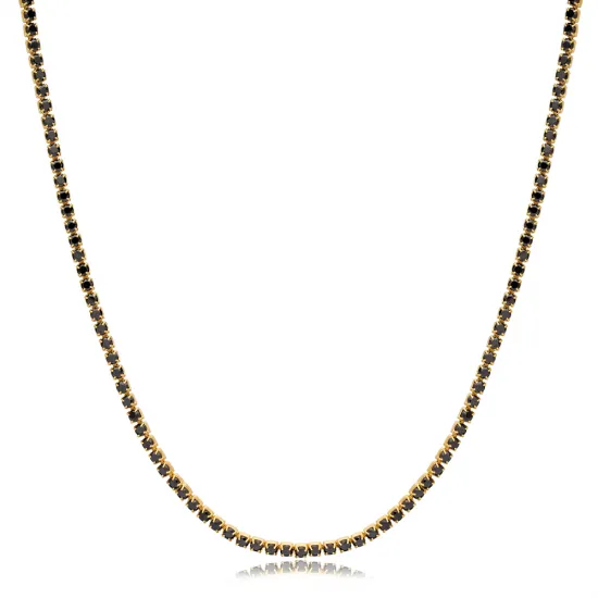 Black CZ Tennis 925 Sterling Silver Necklace Black CZ Tennis 925 Sterling Silver Necklace