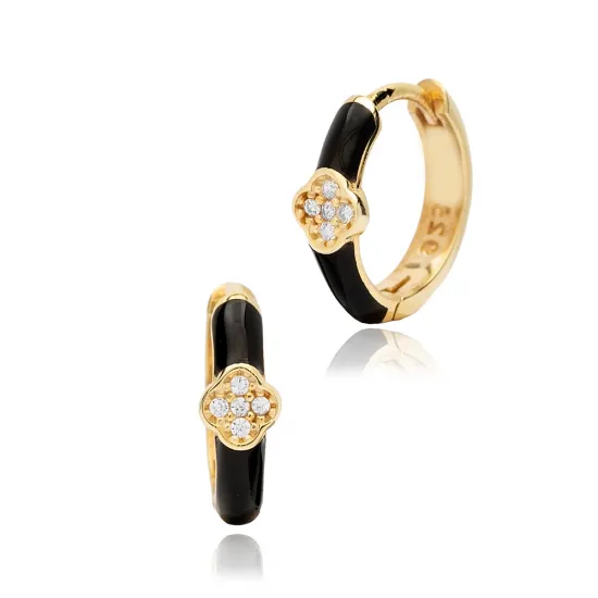 Clover Black Enamel 925 Sterling Silver Earrings Clover Black Enamel 925 Sterling Silver Earrings