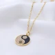 Yin Yang Black Enamel CZ 925 Sterling Silver Pendant