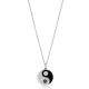 Yin Yang Black Enamel CZ 925 Sterling Silver Pendant