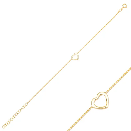 Plain Heart Shape Lovely 925 Sterling Silver Bracelet